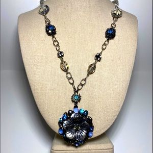 Ann Taylor LOFT statement necklace with antique look jeweled flower pendant
